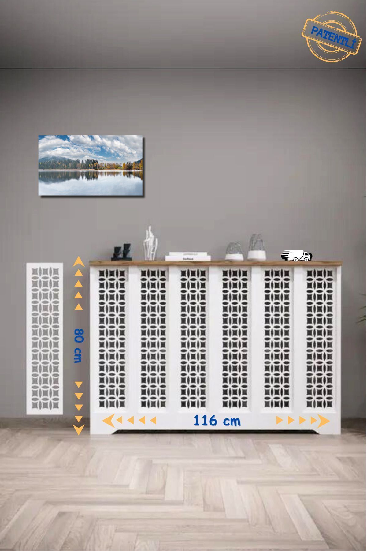 Petek Önü Dresuar Kaplama 116cm Çok Amaçlı Dolaplar Mobilya Kalorifer Petek Önü Kapatma Dekorasyon