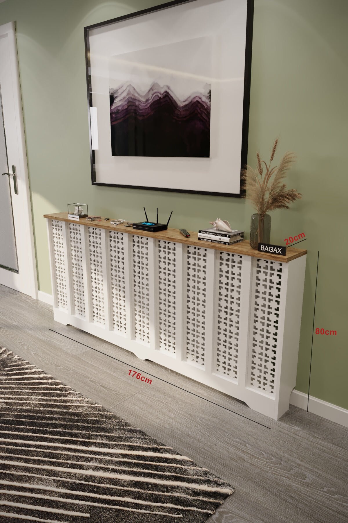 Petek Üstü Dekoratif Dresuar – Kalorifer Gizleme Antre Konsolu | Dar Alanlar İçin Modern ( iç 176 ) ( dış 180 cm ) D8