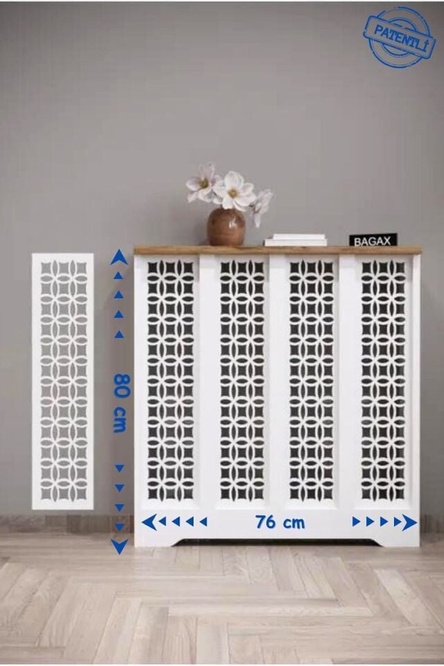 Petek Üstü Dekoratif Dresuar – Kalorifer Gizleme Antre Konsolu | Dar Alanlar İçin Modern ( iç 76 ) ( dış 80 cm ) D1