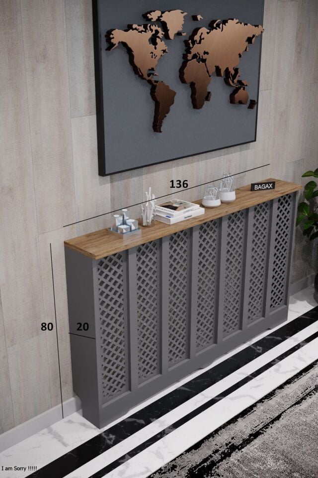 Dekoratif Petek Kaplama Modern Kalorifer Peteği Gizleme Ünitesi 11 Desen 9 Renk İç Ölçü 136 cm Dış Ölçü 140 cm