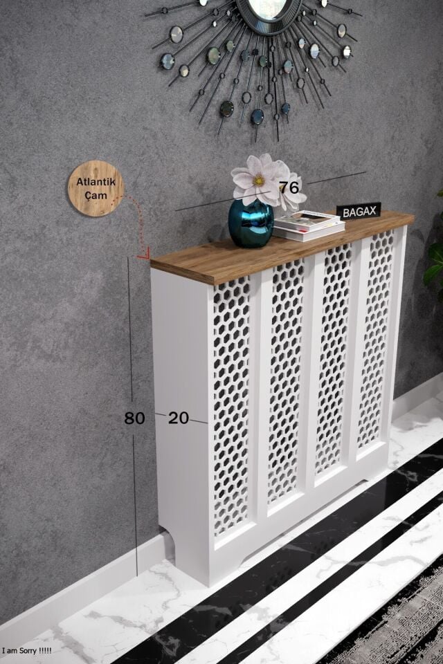 Dekoratif Petek Dolabı Kalorifer Peteği Kapatma Ünitesi Modern Tasarım İç Ölçü 76 cm Dış Ölçü 80 cm