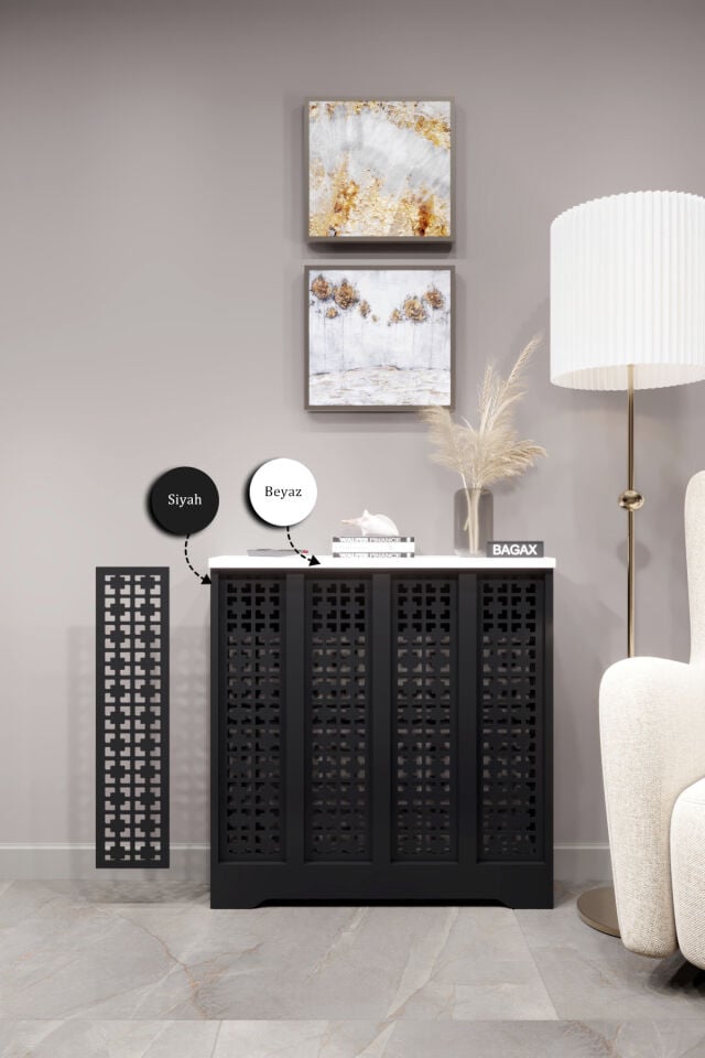 Dekoratif Petek Dolabı Kalorifer Peteği Kapatma Ünitesi Modern Tasarım İç Ölçü 76 cm Dış Ölçü 80 cm