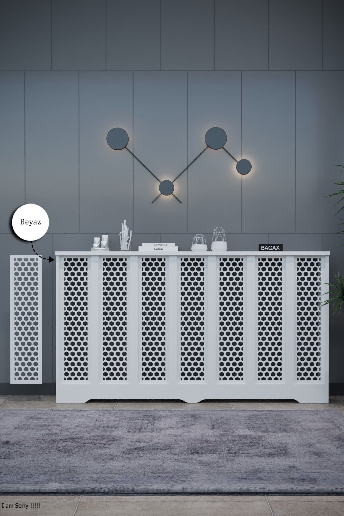 Dekoratif Petek Kaplama Modern Kalorifer Peteği Gizleme Ünitesi 11 Desen 9 Renk İç Ölçü 136 cm Dış Ölçü 140 cm
