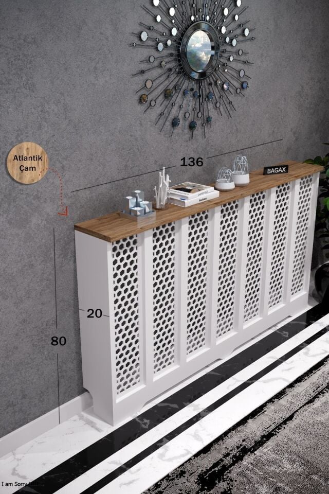 Dekoratif Petek Kaplama Modern Kalorifer Peteği Gizleme Ünitesi 11 Desen 9 Renk İç Ölçü 136 cm Dış Ölçü 140 cm