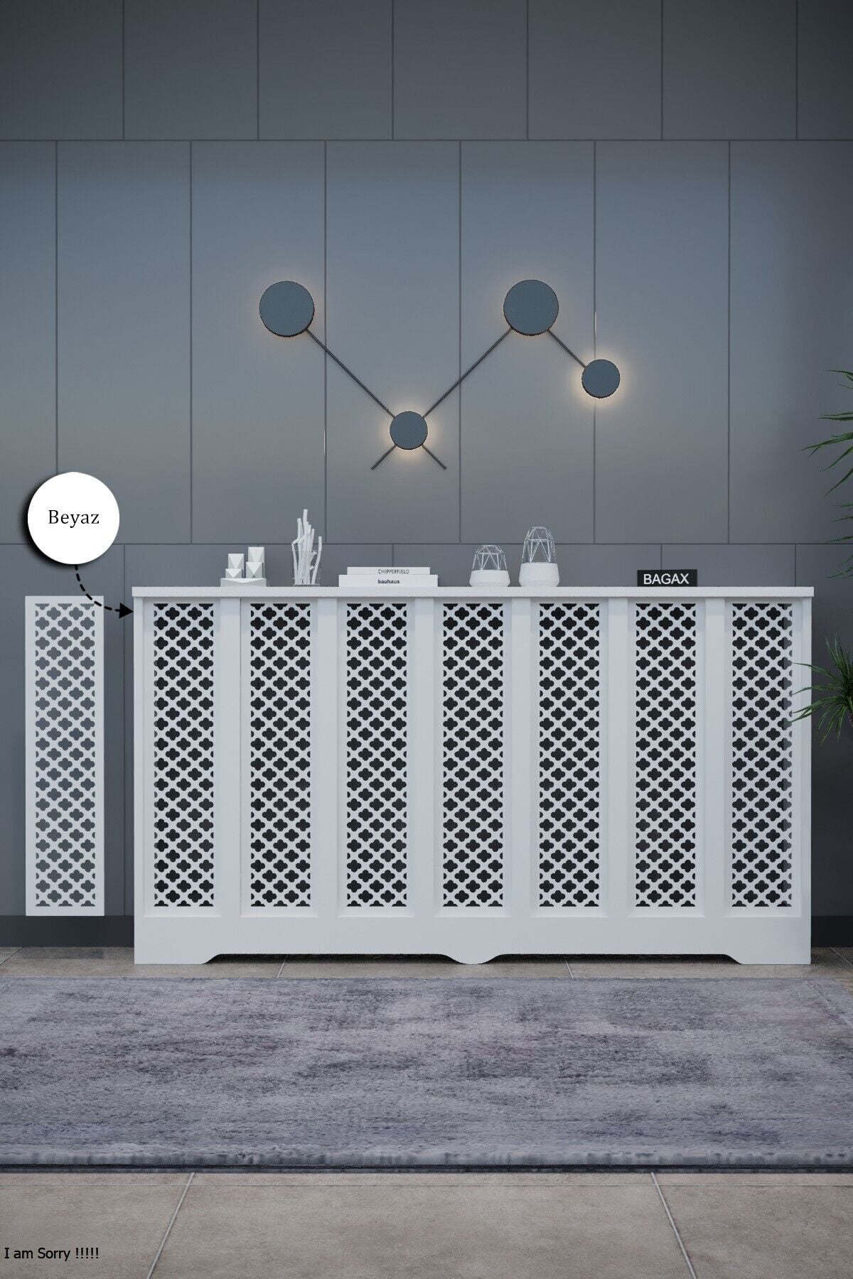 Dekoratif Petek Kaplama Modern Kalorifer Peteği Gizleme Ünitesi 11 Desen 9 Renk İç Ölçü 136 cm Dış Ölçü 140 cm