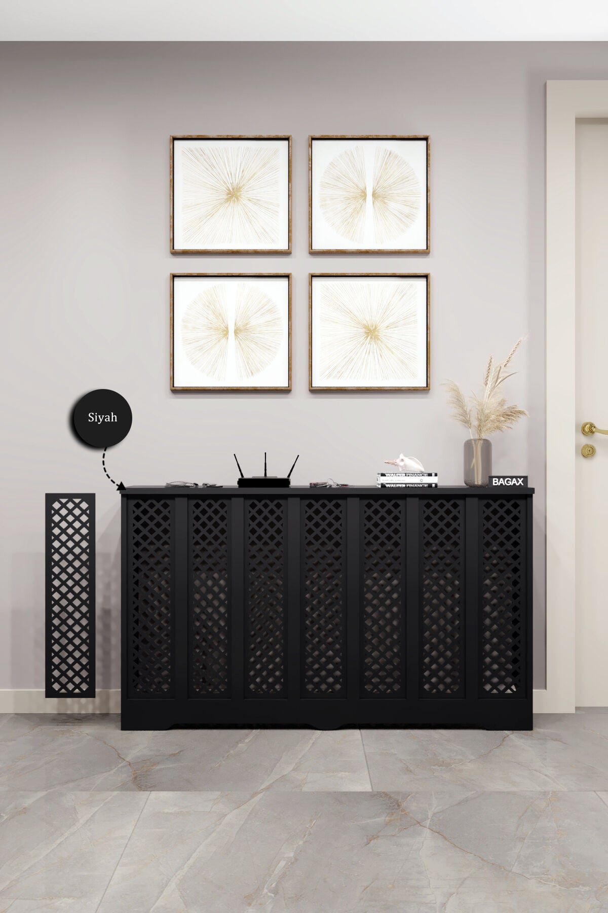 Dekoratif Petek Kaplama Modern Kalorifer Peteği Gizleme Ünitesi 11 Desen 9 Renk İç Ölçü 136 cm Dış Ölçü 140 cm