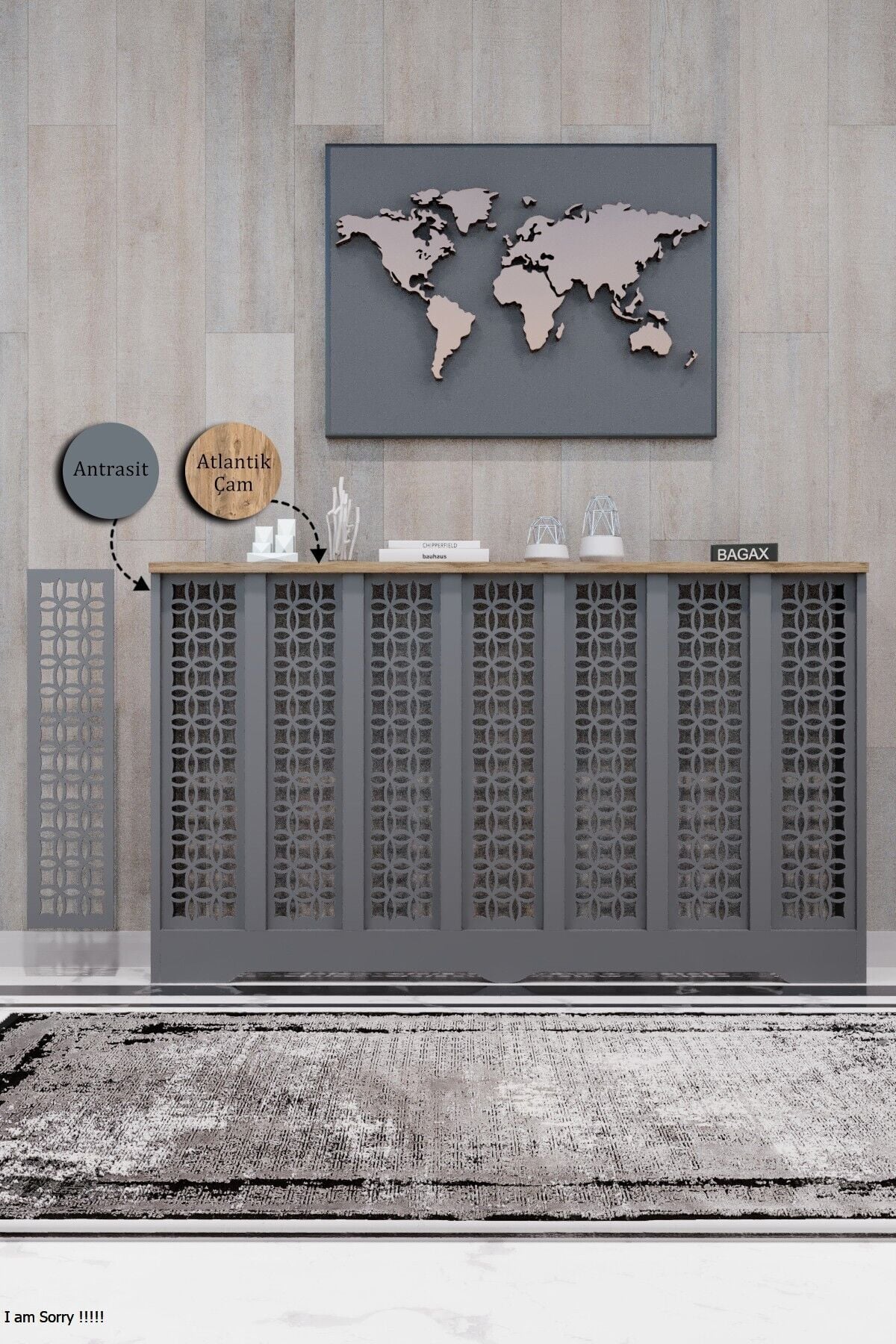 Dekoratif Petek Kaplama Modern Kalorifer Peteği Gizleme Ünitesi 11 Desen 9 Renk İç Ölçü 136 cm Dış Ölçü 140 cm