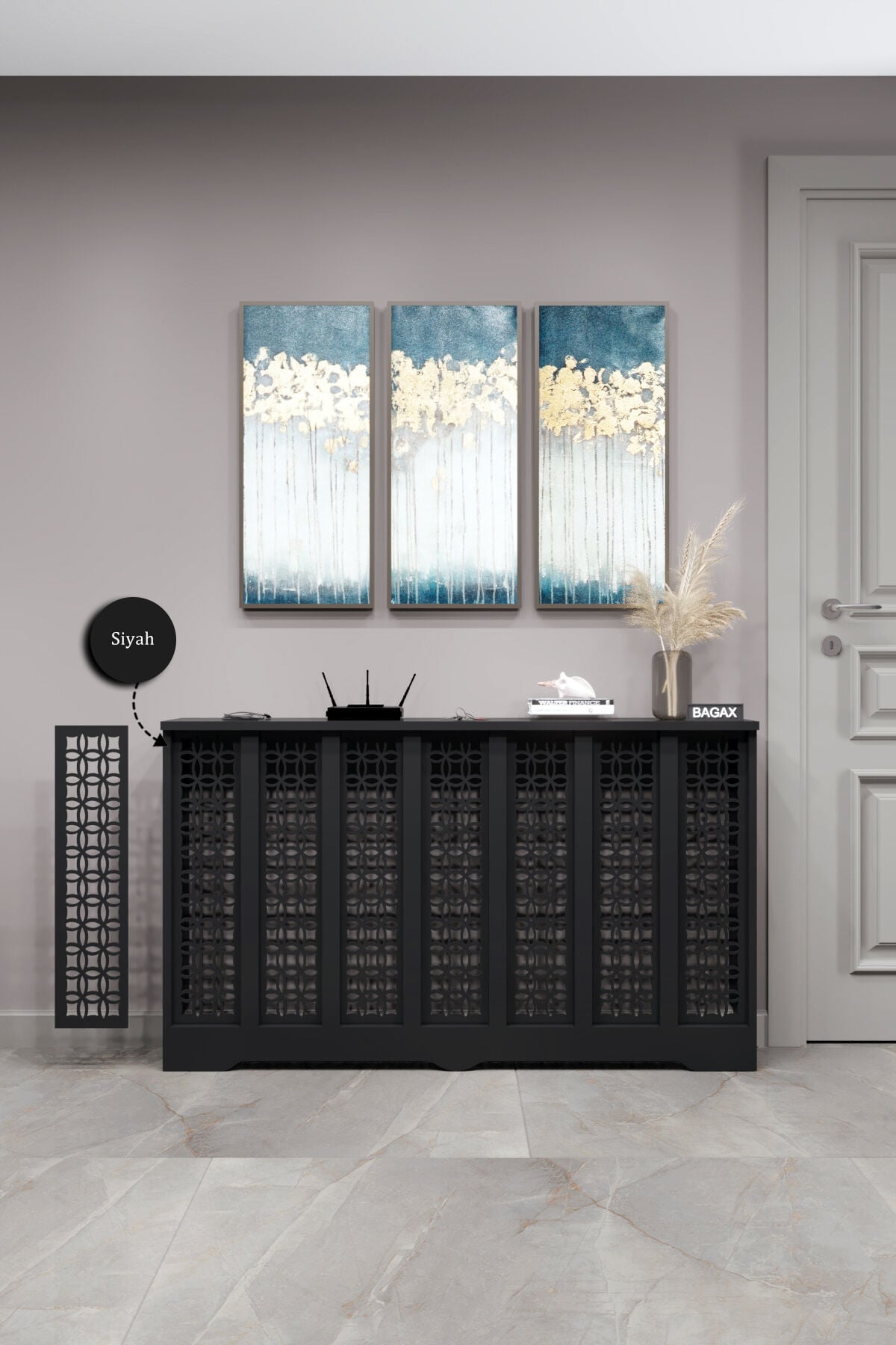Dekoratif Petek Kaplama Modern Kalorifer Peteği Gizleme Ünitesi 11 Desen 9 Renk İç Ölçü 136 cm Dış Ölçü 140 cm