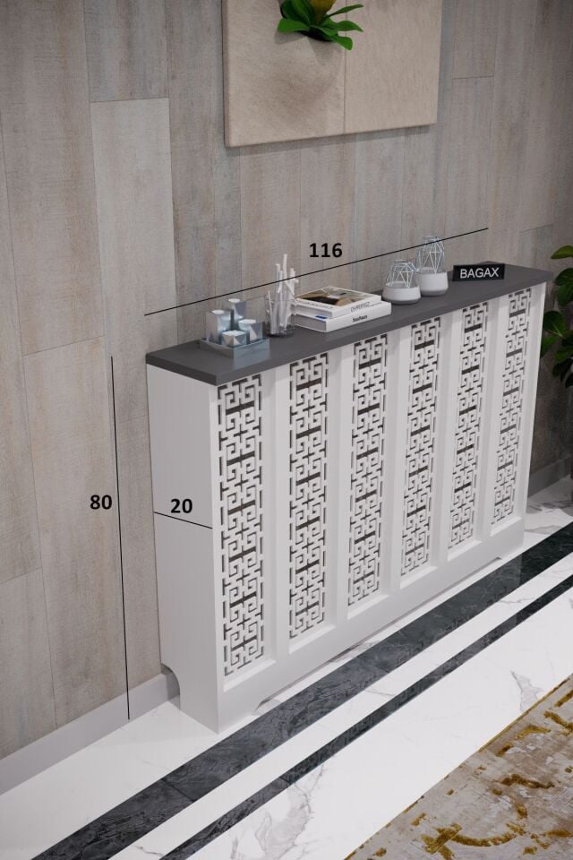Bagax Karatay Model, Beyaz Üstü Antrasit Renk,iç Ölçü 116 Cm Dış Ölçü 120 Cm Petek Kaplama, Dresuar