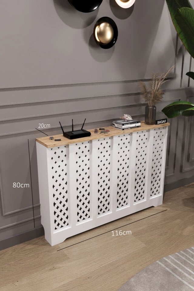 Bagax Sümela Model, Beyaz Üstü Çam Renk,iç Ölçü 116 Cm Dış Ölçü 120 Cm Petek Kaplama, Dresuar