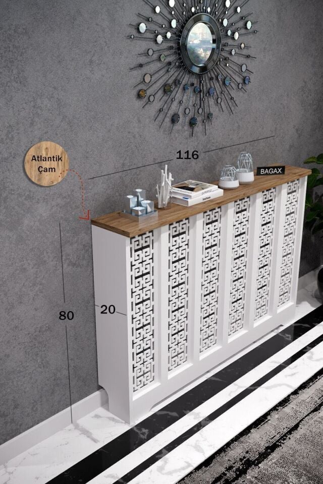 Bagax Petek Önü Dresuar Kaplama 116cm Çok Amaçlı Dolaplar Mobilya Kalorifer Petek Önü Kapatma Dekorasyon