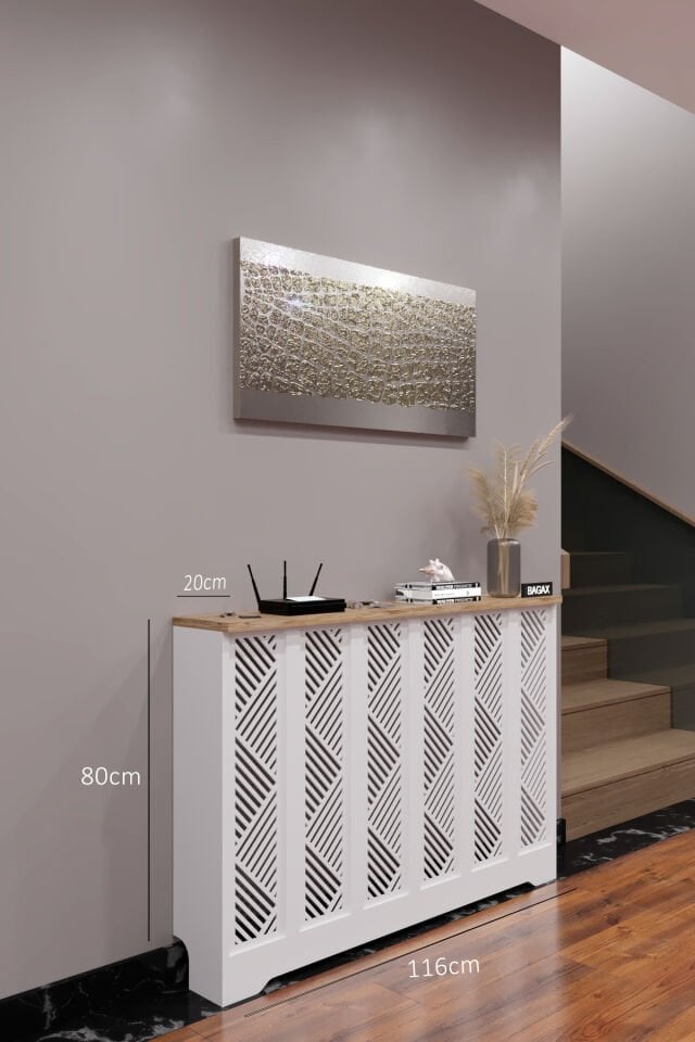 Bagax Petek Üstü Dekoratif Dresuar – Kalorifer Gizleme Antre Konsolu | Dar Alanlar İçin Modern ( iç 116 ) ( dış 120 cm ) D9