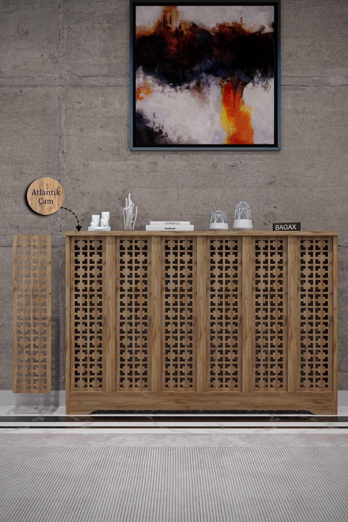 Bagax Truva Model, Çam Renk,iç Ölçü 116 Cm Dış Ölçü 120 Cm Petek Kaplama, Dresuar