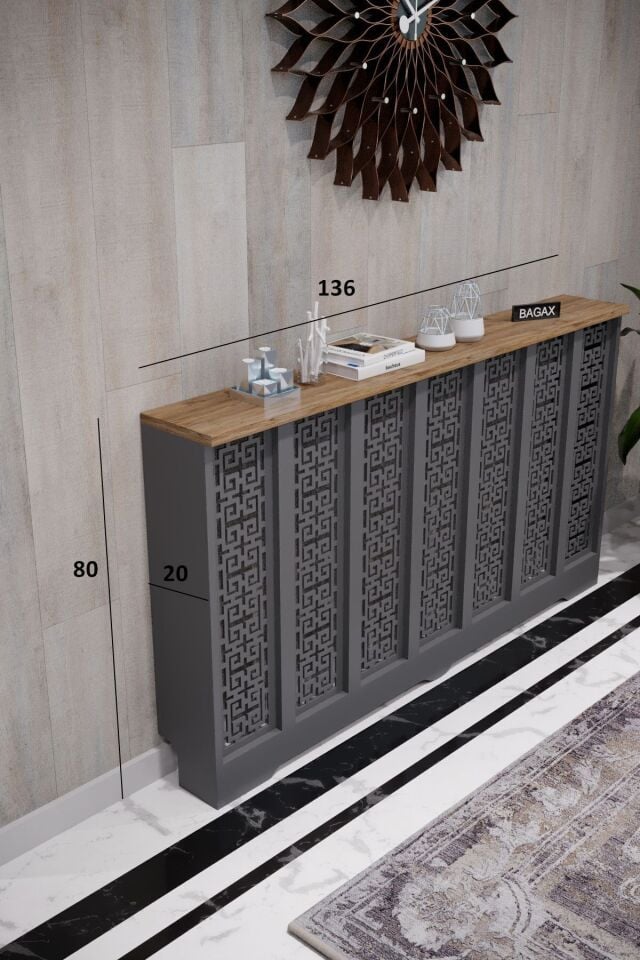 Bagax Karatay Model, Antrasit Üstü Çam Renk,iç Ölçü 136 Cm Dış Ölçü 140 Cm Petek Kaplama, Dresuar
