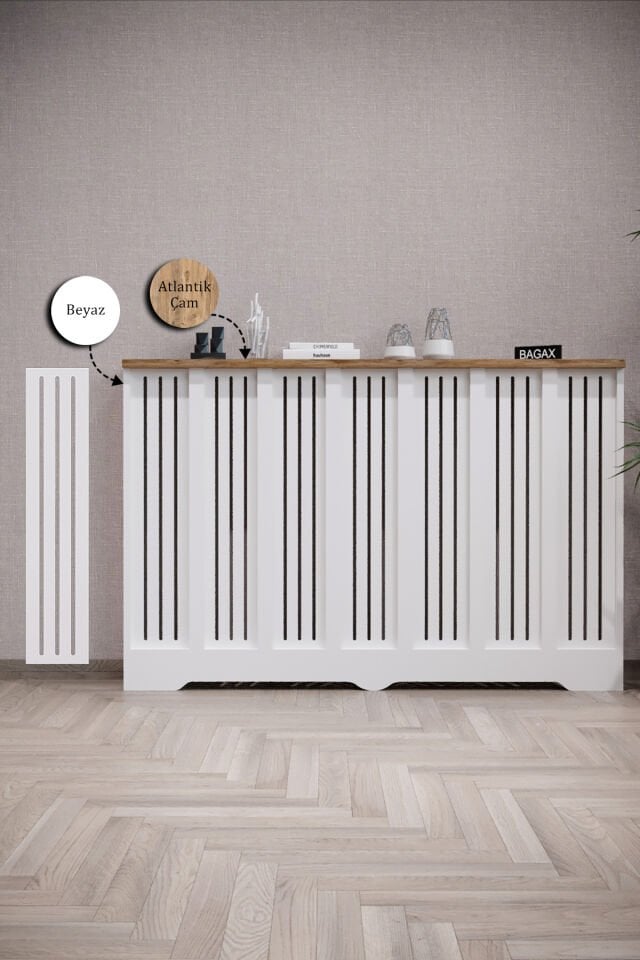 Bagax Petek Üstü Dekoratif Dresuar – Kalorifer Gizleme Antre Konsolu | Dar Alanlar İçin Modern ( iç 136 ) ( dış 140 cm ) D2