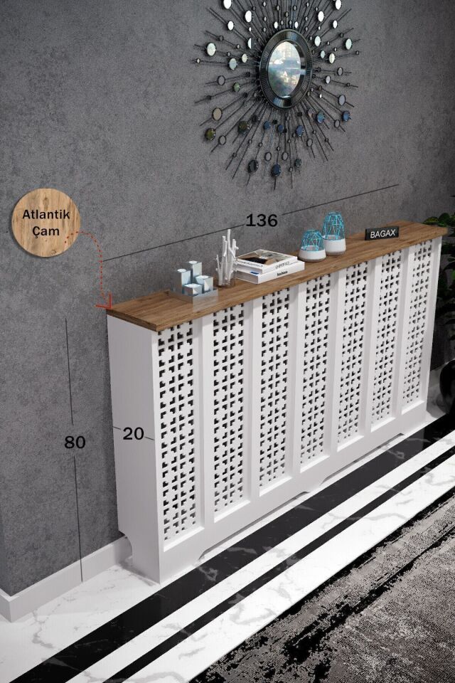 Bagax Truva Model, Beyaz Üstü Çam Renk,iç Ölçü 136 Cm Dış Ölçü 140 Cm Petek Kaplama, Dresuar