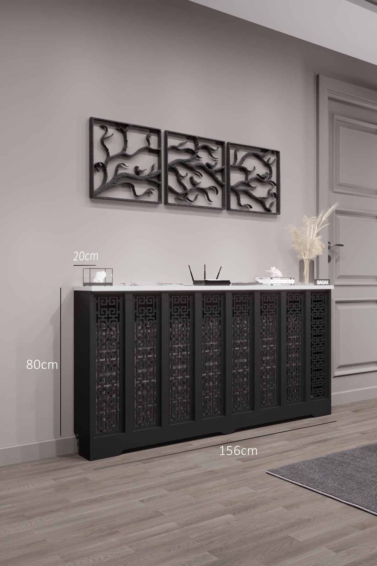 Bagax Karatay Model, Siyah Üstü Beyaz Renk,iç Ölçü 156 Cm Dış Ölçü 160 Cm Petek Kaplama, Dresuar