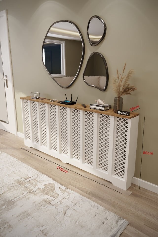 Bagax Petek Üstü Dekoratif Dresuar – Kalorifer Gizleme Antre Konsolu | Dar Alanlar İçin Modern ( iç 176 ) ( dış 180 cm ) D3