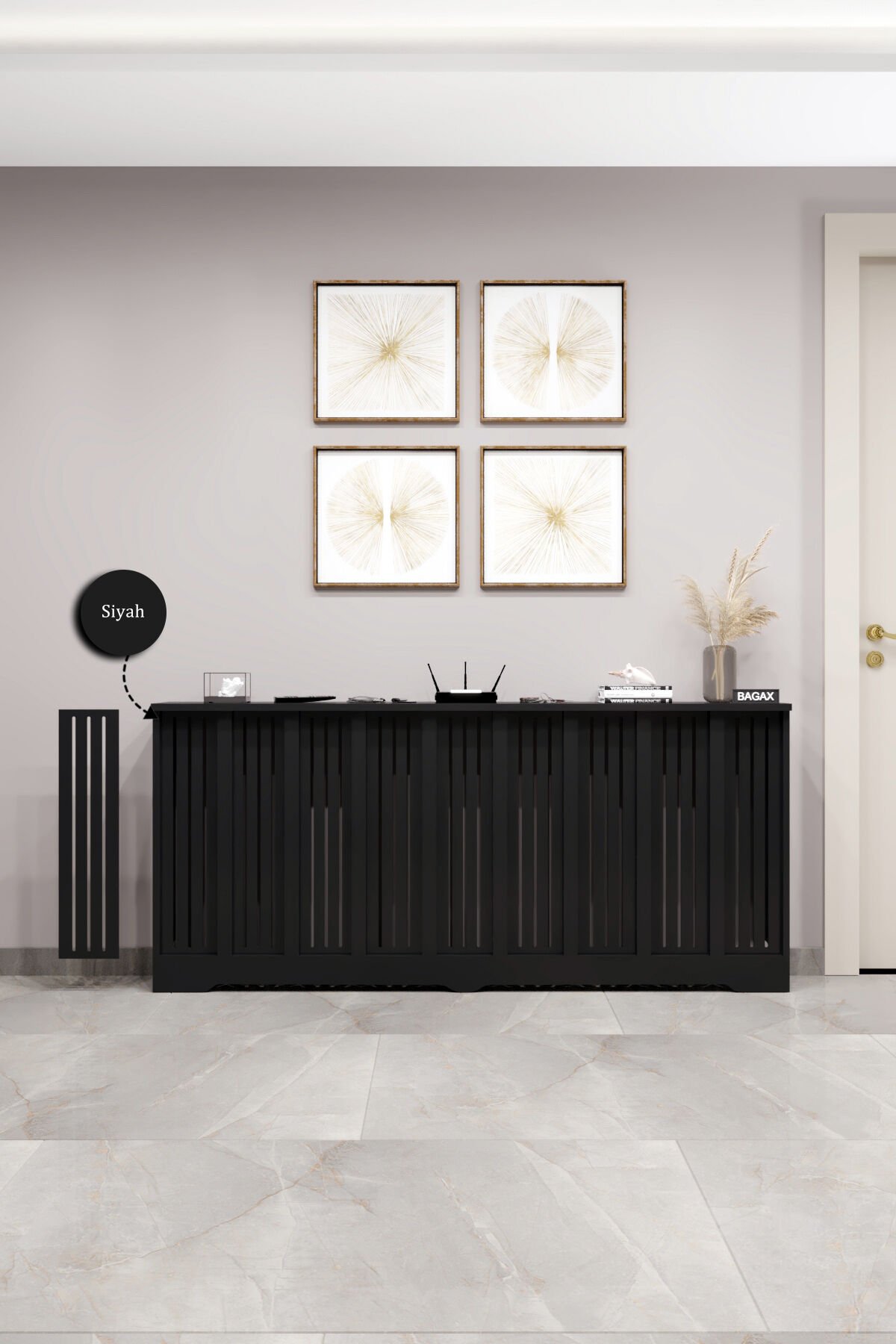 Bagax Efes Model, Siyah Renk,iç Ölçü 176 Cm Dış Ölçü 180 Cm Petek Kaplama, Dresuar