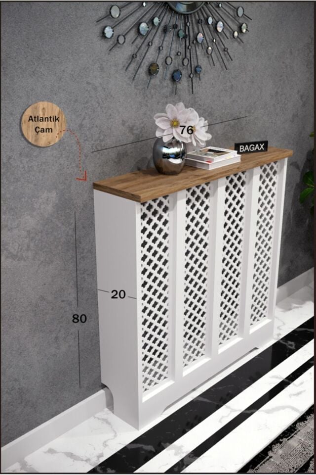 Bagax Petek Üstü Dekoratif Dresuar – Kalorifer Gizleme Antre Konsolu | Dar Alanlar İçin Modern ( iç 76 ) ( dış 80 cm ) D3