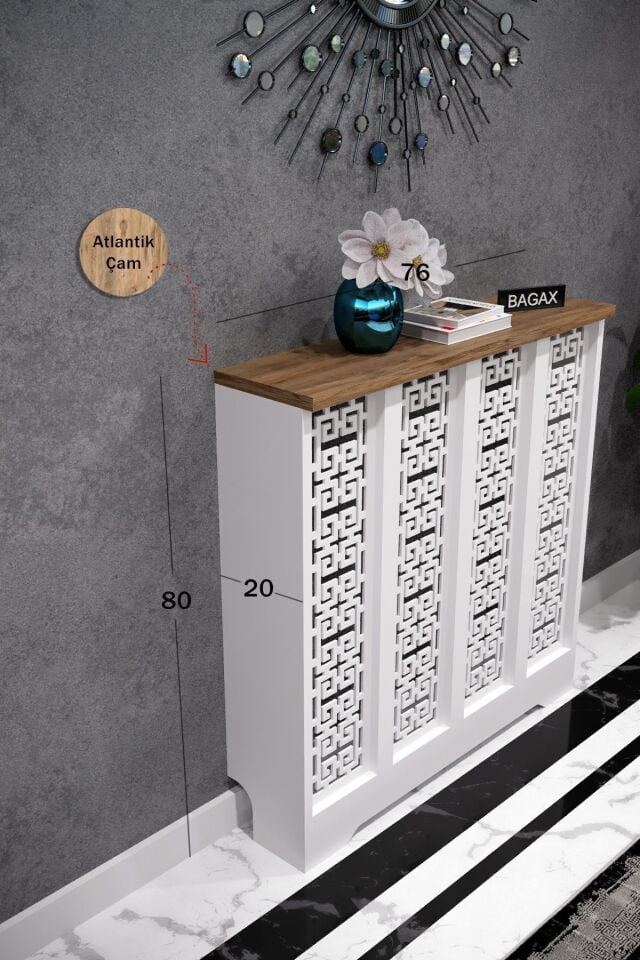Bagax Karatay Model,beyaz Üstü Çam Renk,iç Ölçü 76 Cm Dış Ölçü 80 Cm Petek Kaplama, Dresuar