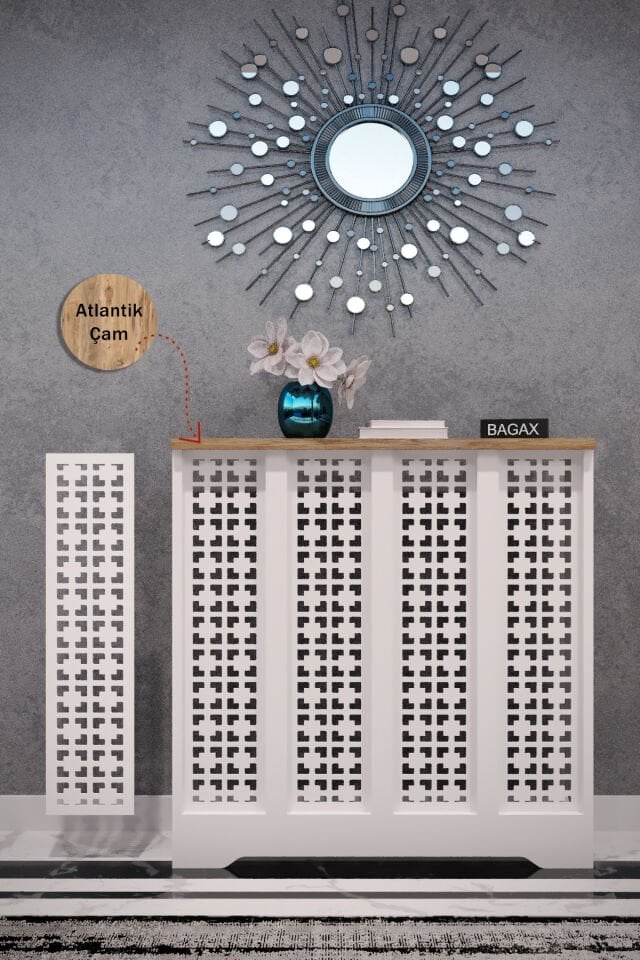 Bagax Truva Model,beyaz Üstü Çam Renk,iç Ölçü 76 Cm Dış Ölçü 80 Cm Petek Kaplama, Dresuar