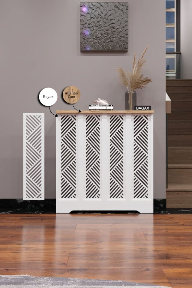 Bagax Petek Üstü Dekoratif Dresuar – Kalorifer Gizleme Antre Konsolu | Dar Alanlar İçin Modern ( iç 76 ) ( dış 80 cm ) D9