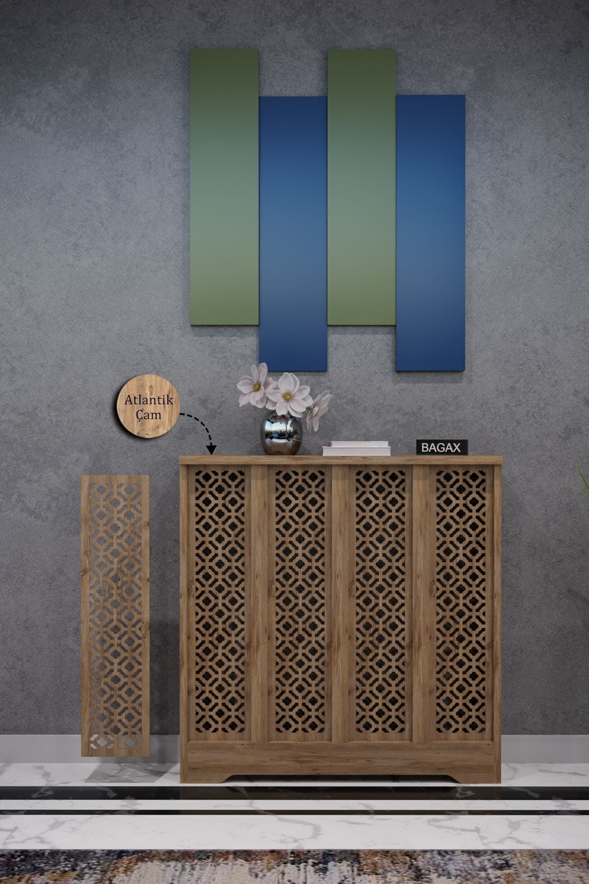 Bagax Pera Model, Çam Renk,iç Ölçü 76 Cm Dış Ölçü 80 Cm Petek Kaplama, Dresuar