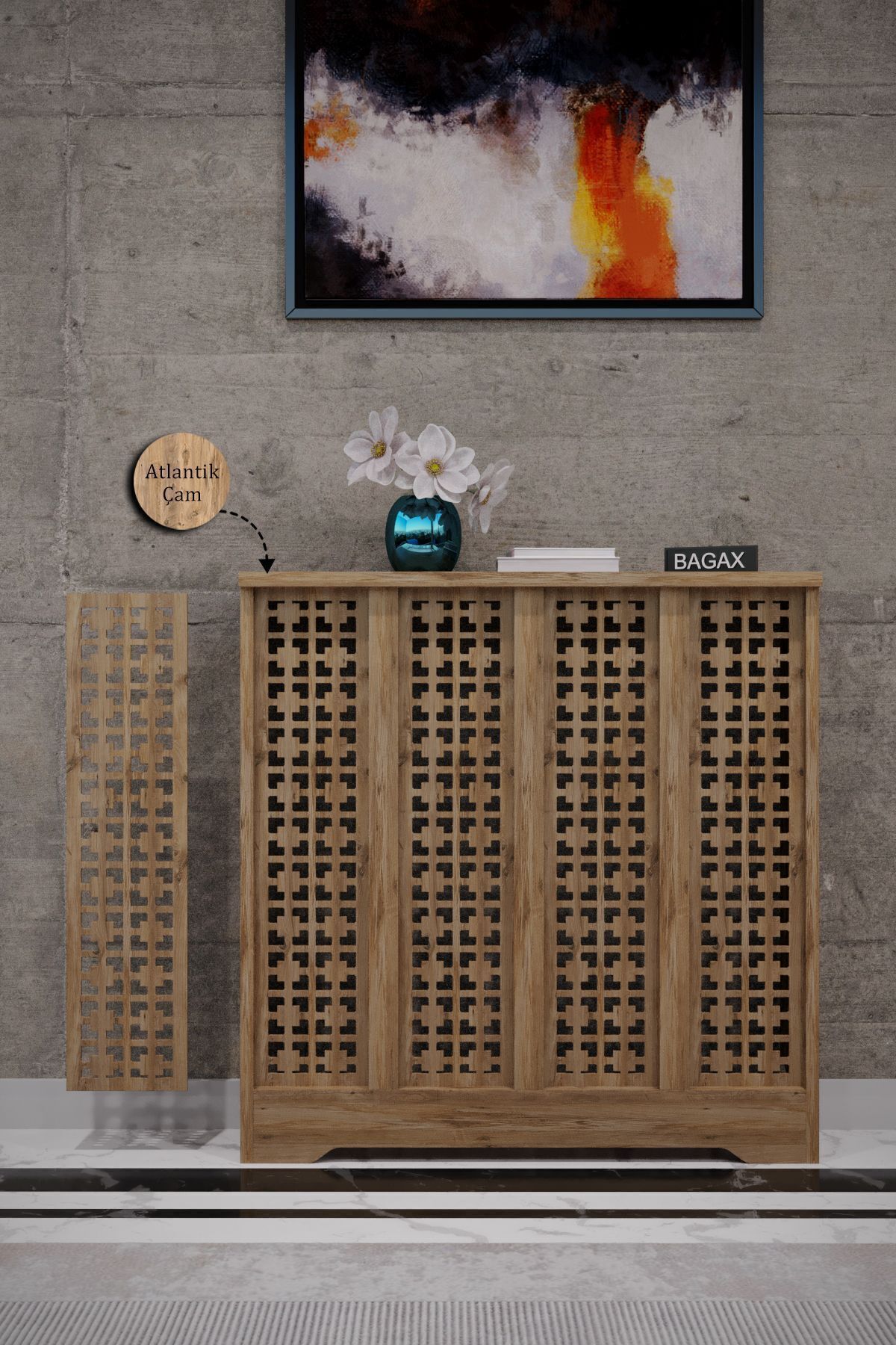 Bagax Truva Model, Çam Renk,iç Ölçü 76 Cm Dış Ölçü 80 Cm Petek Kaplama, Dresuar