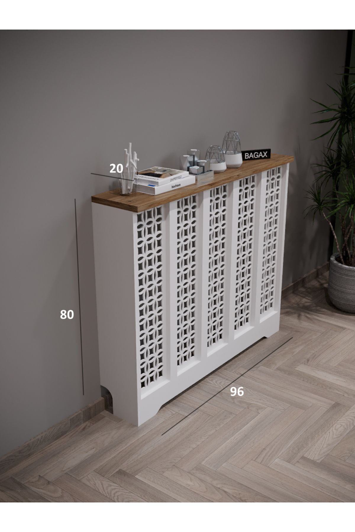 Bagax Petek Üstü Dekoratif Dresuar – Kalorifer Gizleme Antre Konsolu | Dar Alanlar İçin Modern ( iç 96 ) ( dış 100 cm ) D1