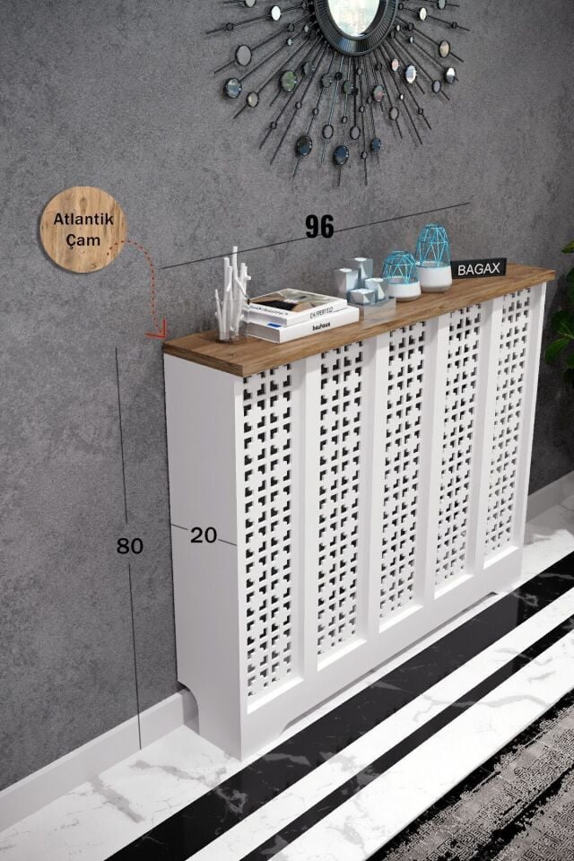 Bagax Truva Model, Beyaz Üstü Çam Renk,iç Ölçü 96 Cm Dış Ölçü 100 Cm Petek Kaplama, Dresuar