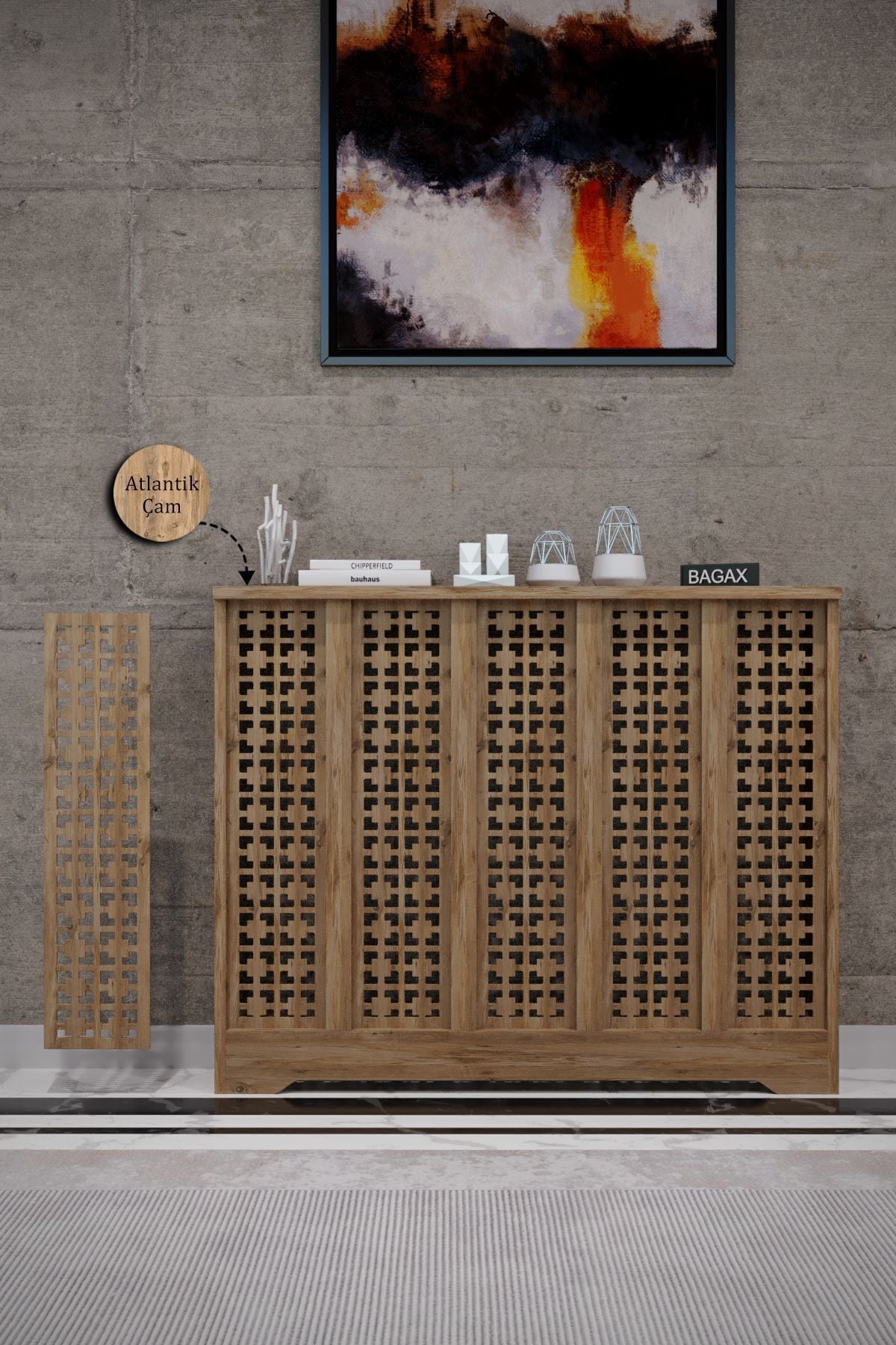 Bagax Truva Model, Çam Renk,iç Ölçü 96 Cm Dış Ölçü 100 Cm Petek Kaplama, Dresuar